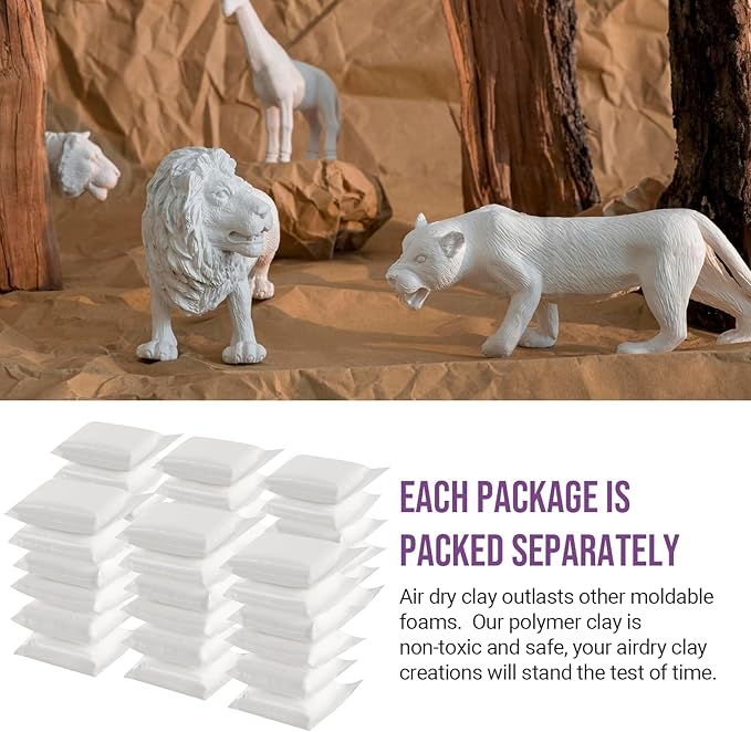 CALPALMY Air Dry Foam Clay (36 Pack), 360g White Moldable Soft Clay for Kids Gifts Partty and School Project Supplies, Perfect for Crafting Cosplay and Artistic Projects