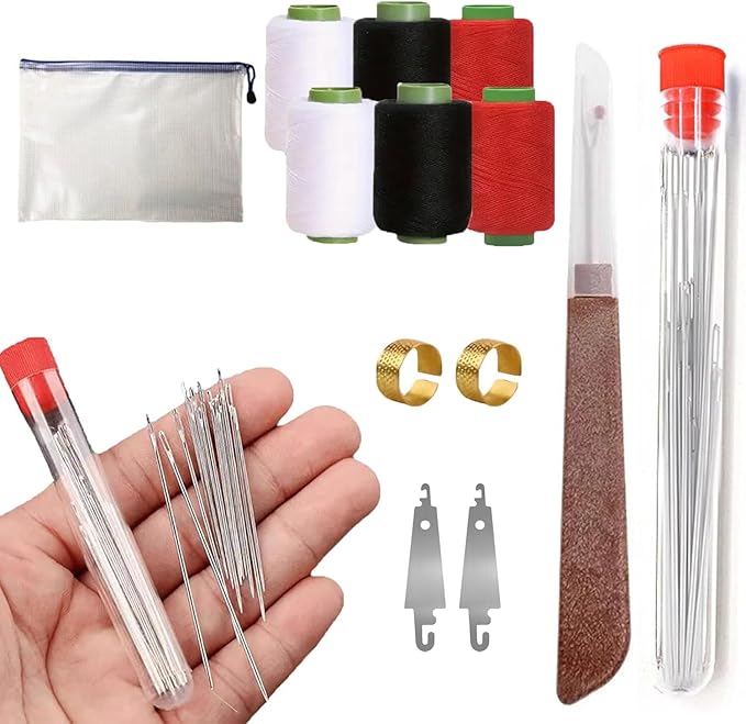 Stainless Steel Needles for Hand Sewing, 37Pcs Big Eye Steel Sewing Needles Kit, Portable DIY Hand Made Craft Set - Long & Thin Handmade Quilting Kit (37 Pcs)