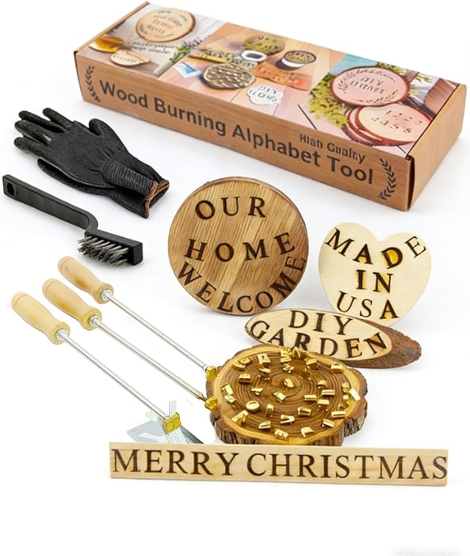 5/8" 36 Pcs Wood Burning Letters and Numbers, Wood Burning Alphabet Stamp Kit for Wood Branding Leather Crafting, Wood Burning Letter Kit Gifts Personalized for Christmas Birthday Wedding