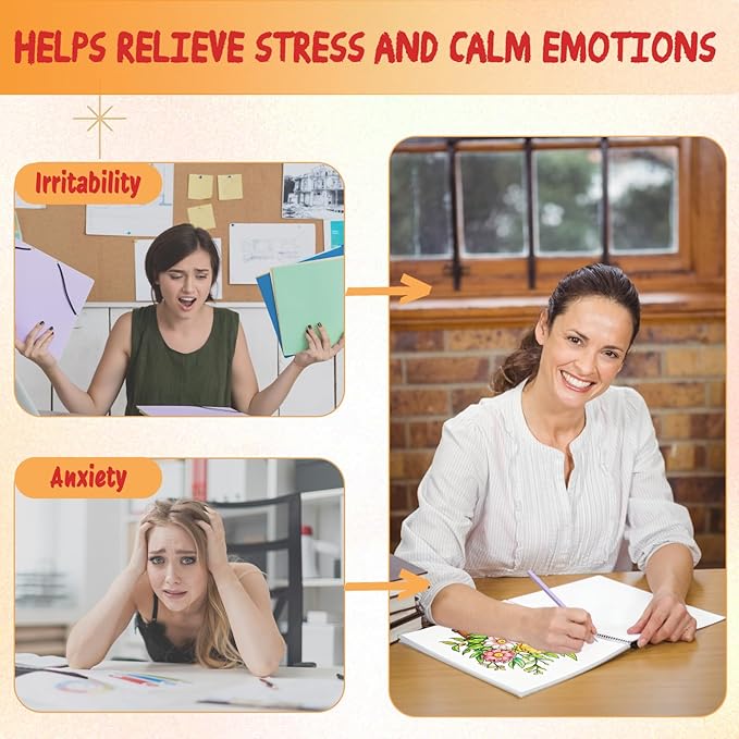 Tlenpo Adult Coloring Book for Women, Spiral Bound Adult Coloring Books for Women Relaxation, Suitable for Alcohol Markers and Colored Pencils, Single-Sided Print of Flower, 50 Coloring Pages