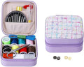 Mini Sewing Kit in Stylish Leather Case – Complete Set with Scissors, Needles, Thread, Needle Threader, Thimble & More – Perfect for Beginners & Travel (Purple)