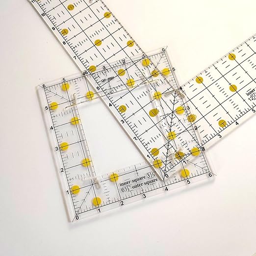2Pcs Acrylic Quilting Rulers - 2 Different Size Durable Patchwork Templates for Sewing, DIY Clothing & Stitching, Essential Square Ruler for Crafting