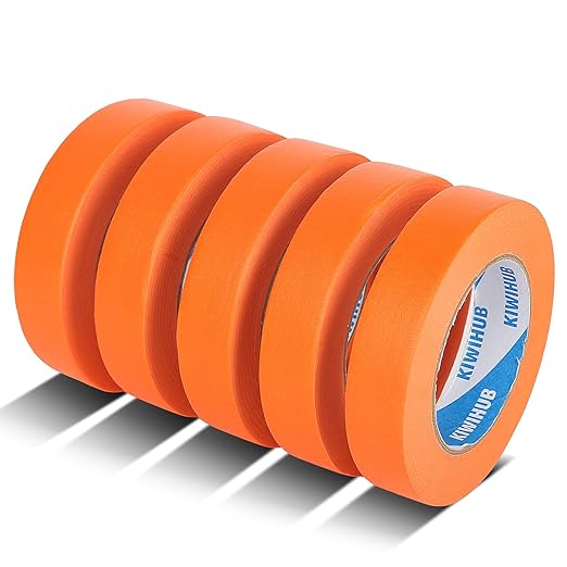Orange Painters Tape,1 inch x 60 Yards x 5 Rolls (300 Yards Total) - Medium Adhesive Masking Tape for Painting,Labeling,DIY Crafting,Decoration and School Projects