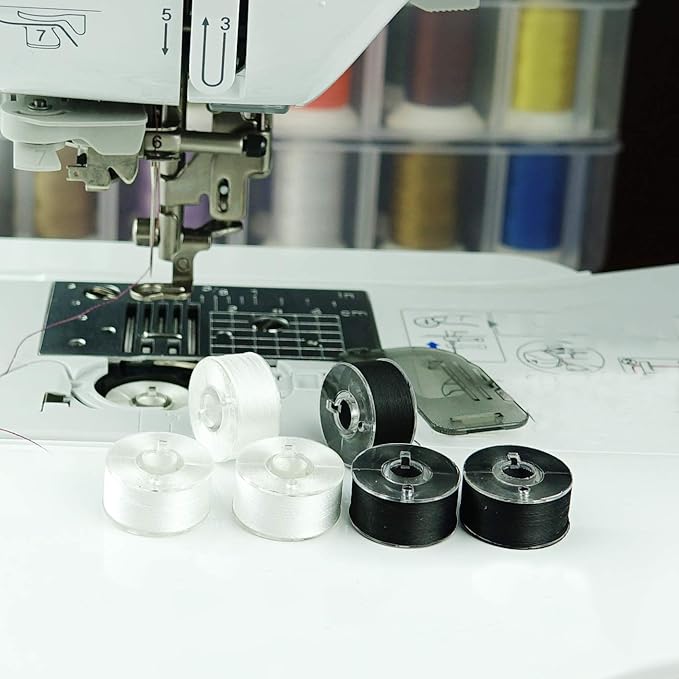 Simthread 144pcs Black 90 Weight WT(60S/2) Prewound Bobbins Thread Size A Class 15 Plastic Sided for Brother Babylock Embroidery Thread Sewing Thread Machine DIY (Black)