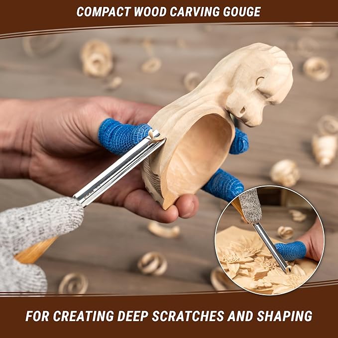 BeaverCraft Wood Carving Gouge K9/10 Woodworking Hand Chisel Compact Wood Carving Knife for Beginners and Profi