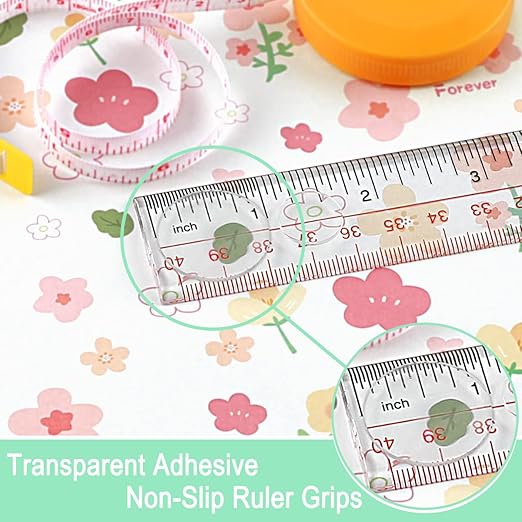 Ruler Grips, Transparent Strong Adhesive Non-Slip Grips for Quilting Rulers, Quilt Templates, 34 PCS Total -10 Large & 24 Small (Clear, 34 PCS)