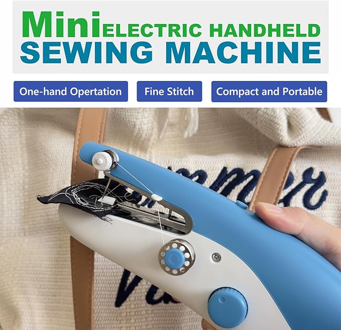 Handheld Sewing Machine for quick stitching, Mini Sewing Machine with Sewing Kits for Home DIY, Travel