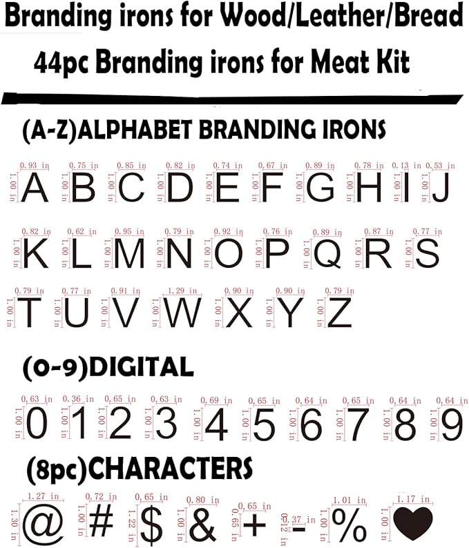 1 Inch 44 Pcs Wood Burning Letters/Numbers/Symbols, Wood Burning Alphabet Stamp Kit for Wood Branding Leather Crafting, Wood Burning Letter Kit Gifts Personalized for Birthday Wedding Christmas (Iron)