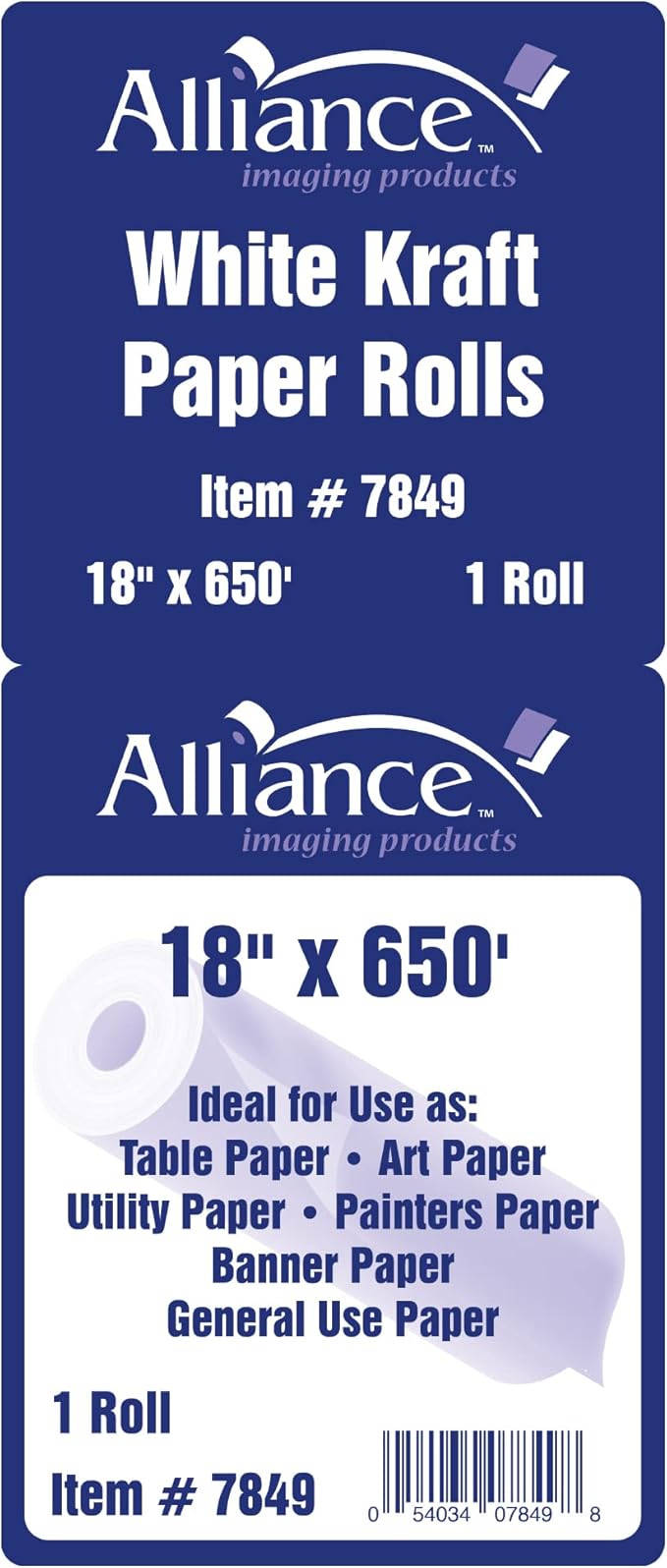 White Kraft Paper Roll for Arts and Crafts 18” x 650’ Ideal for Paints, Wall Art, Easel Paper, Bulletin Board Paper, Gift Wrapping and Kids Crafts - Made in USA