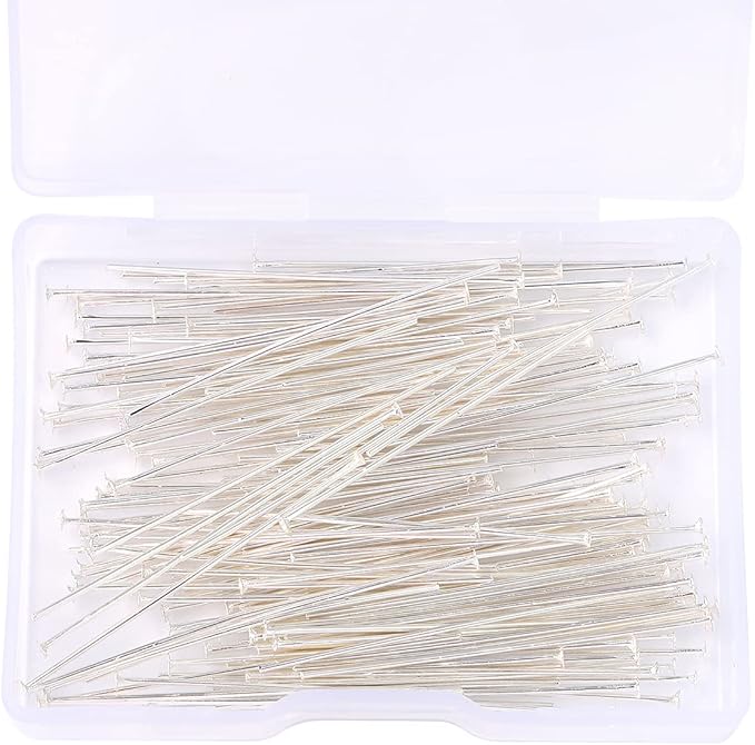 Silver Plated Flat Head Pins Non Tarnish 40mm 150pcs for Jewelry Making Findings