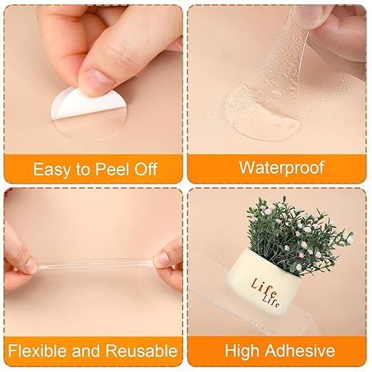 JANYUN 140 Pcs Double Sided Sticky Dots Removable Round Putty Clear Double Sided Tape for Crafts No Trace Sticky Tack Water-Repellent Adhesive Tape (40mm, 140)