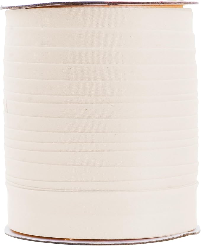 Mandala Crafts 55 Yards 1 Inch Cream Double Fold Bias Tape for Sewing - Bias Binding Tape for Quilting Binding, Hemming, Seam, and Fabric Piping