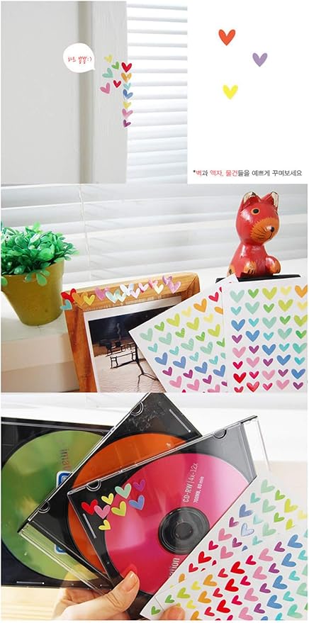 18 Sheets 1512 Pcs Colorful Heart Shape Self Adhesive Stickers, for Scrapbooking and Kid DIY Arts Crafts (Hearts, 18 Sheets)