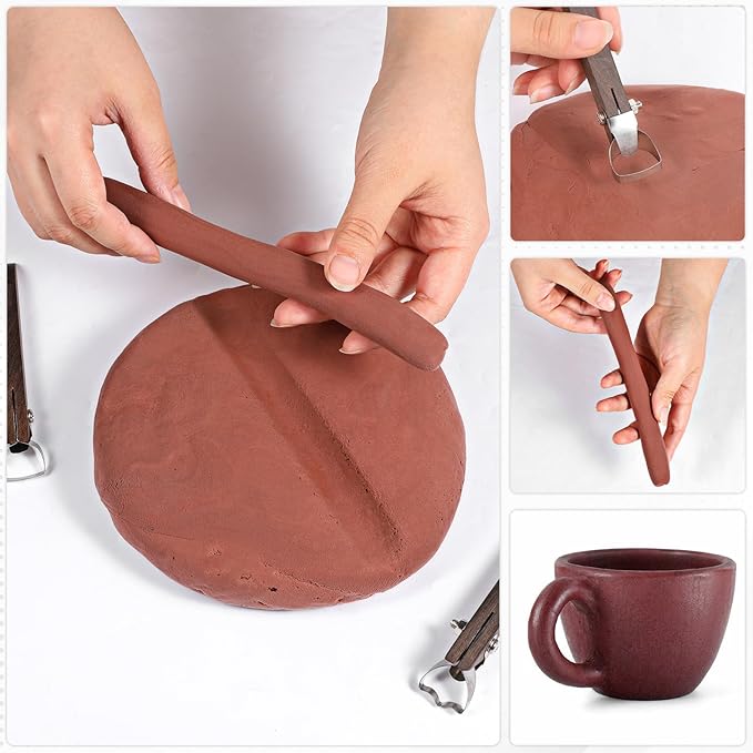 2Pcs Sculpture Scraper Pottery Handle Making Tool Pottery Carving Tool Potterys Trimming Tools Polymer Clay Sculpting Tools for Ceramic Sculpture Craft Teacup Mug Cup Handle Making
