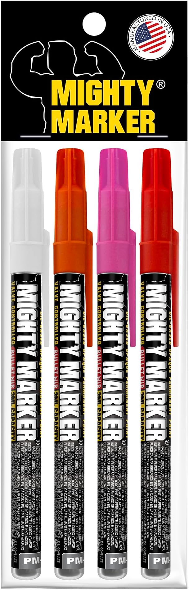 PM-92 Extra Fine Paint Marker, 4 Bonus Tips, 1.0 mm Tip, Xylene Based, Waterproof, Permanent, Valve Action, Manufactured in USA, Assorted 4 Pack
