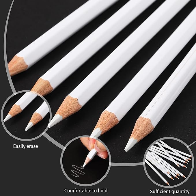 Outus 24 Pcs Sewing White Fabric Pencil Bulk Dress Marker Tailor Pencil Water Soluble Pen for Fabric Wipe Quilting Washable Marking Pen for Wedding Dressmaker DIY Craft