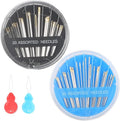 Eketirry 120pcs Premium Hand Sewing Needles，4 Pack 30-Count Assorted Needles for Sewing Repair, 6 Different Sizes Sewing Needles with 2 Threaders (Blue& Black,2)