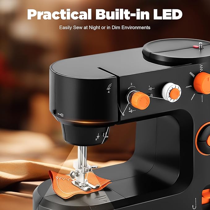 Mini Sewing Machine with Foot Pedal and LED Light, Compact Sewing Machine with Storage and LED Lighting, Electric and Foot Pedal Operation for Easy Home and Travel Use