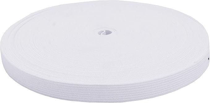 Mandala Crafts Wide 5/8 Inch White Elastic Bands Spool for Pants Waistbands Sewing and DIY Crafts, 25 YD Stretchy Flat Fabric Strap Knit Elastic Band for Wig