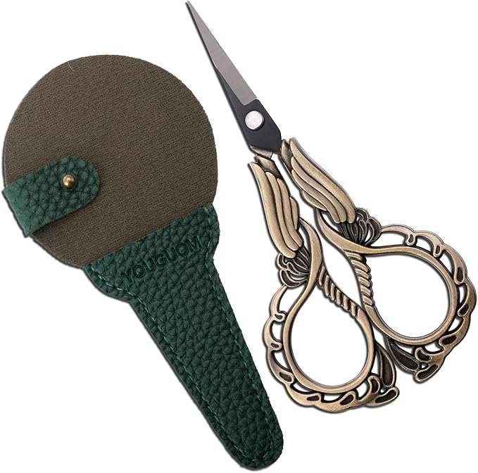 Sharp Detail Scissors with Case Embroidery Crafting Sewing Scissor for Needlework Threading Craft Artwork DIY Tools, Vintage Little Precision Shears