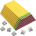 Fainne 102 Pcs Bulk Thick Jumbo Graphite Pencils Set 96 Fat Giant Large Pencils and 6 Sharpeners Enhanced Grip for Art Drafting Writing Drawing Office and Home Use(Yellow,Round)
