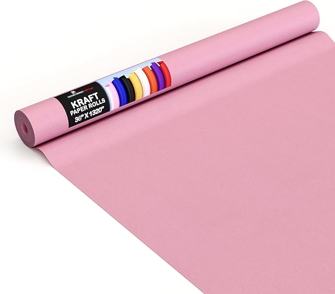 Crown Display Hot Pink Kraft Paper Roll - 36" X 1320" (110' Ft) - Perfect for Shipping & Packing - Craft Paper