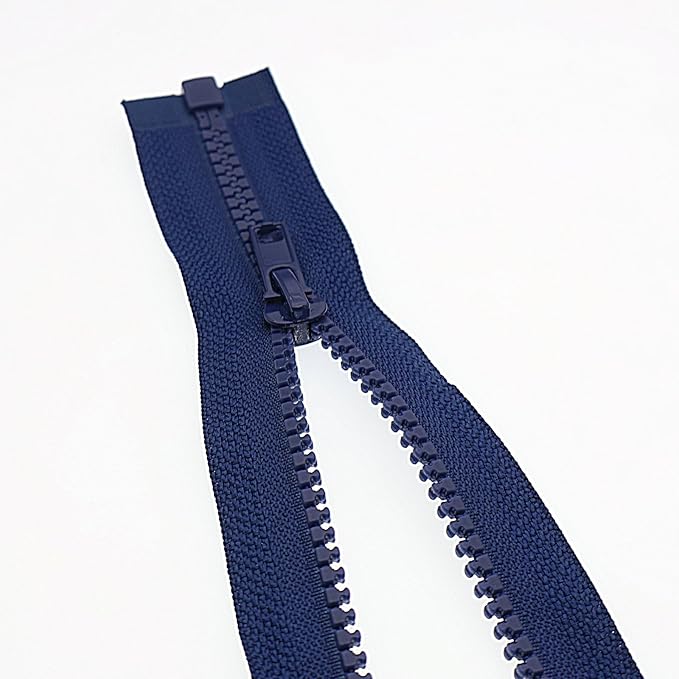 SHUNLI 2PCS #5 24 Inch Separating Jacket Zippers, Navy Blue Molded Plastic Zipper Bulk for Sewing Crafts Coats Bags