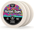 3pk White Artist Tape for Watercolor Paper, Painters, Artists, Painting, Removable Masking, Drafting, Canvas Framing, Paint Mask, Thin, Residue-Free, Low Tack Acid, 0.6in