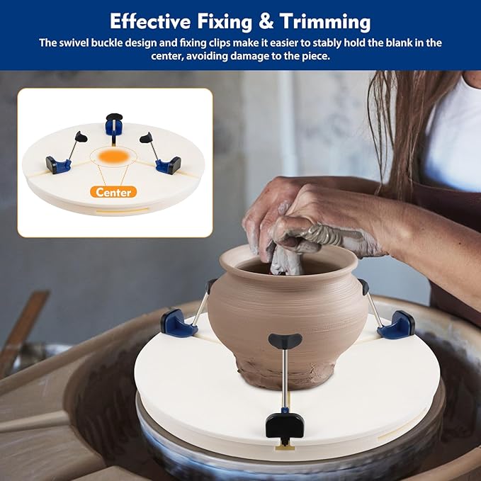 DYRABREST Portable Pottery Machine Turntable Clamp Pottery, Ceramic Pottery Trimming Turntable Tools Sculpting Clamp Repair Tools for Ceramic Beginners Professionals (White)