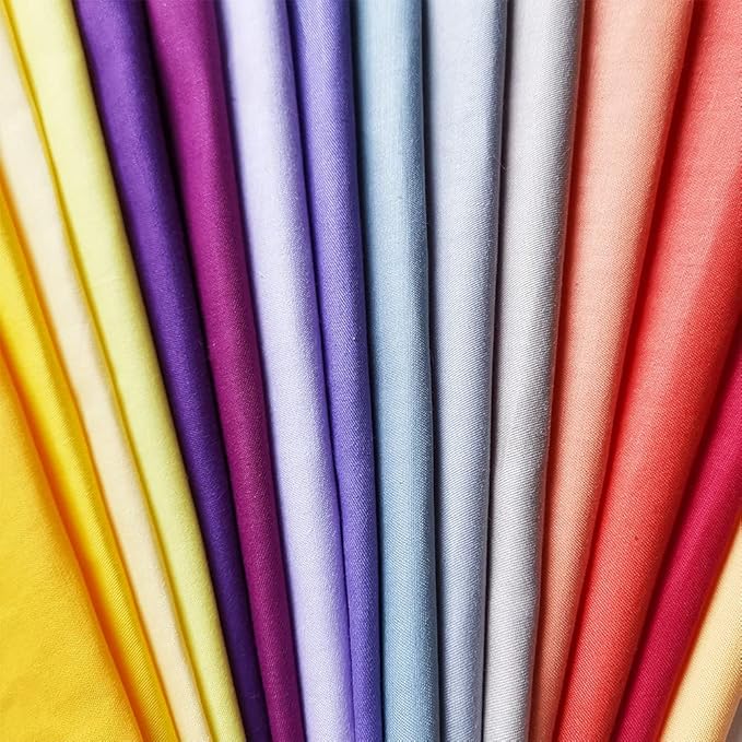 50 Pcs Quilting Fabric Bundles 8" x 8" (20cm×20cm) Solid Colors Pure Cotton, Precut Squares Sewing Quilting Patchwork Scraps for DIY Crafting