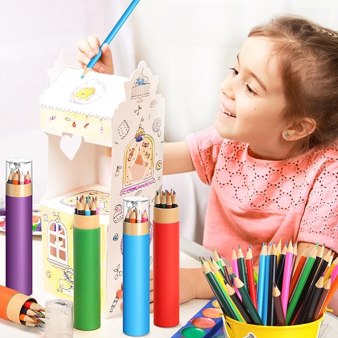 36 Pack Christmas Colored Pencils Gifts Bulk with Sharpener, 12 Color Travel Portable Presharpened Pencil Pack, Colored Pencils Set for Adults Christmas Charity Arts Supplies Painting