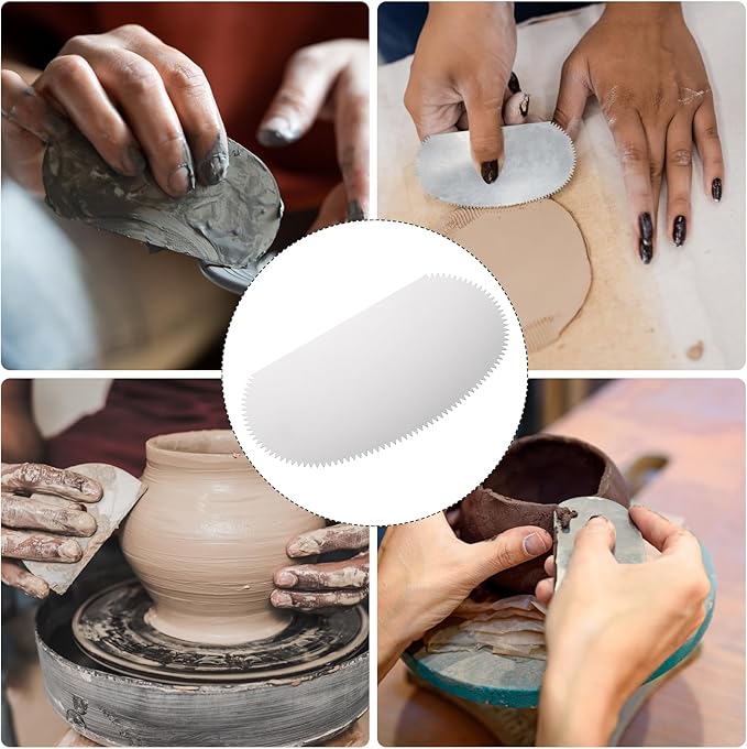 HARFINGTON 2pcs Stainless Steel Clay Scraper, Pottery Steel Clay Serrated Scraper Clay Sculpture Pottery for Pottery Clay Sculpture Sculpture Ceramic DIY