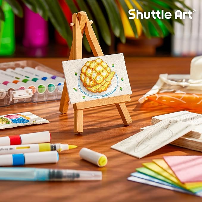 Shuttle Art 44 Pcs Magic Foam Texture Painting Kit, Including 28 Pcs Foam Texture Paper, 12 Colors Brush Tip Acrylic Paint Markers, Magical 3D Effect Painting Kit