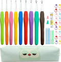 Weabetfu Crochet Hook 9 Sizes Crochet Hook Set,50pcs Yarn Crochet Kit for Beginners Ergonomic Soft Handles for Arthritic Hands,Crochet Needles Kit with Case for Crocheters(2mm-6mm)