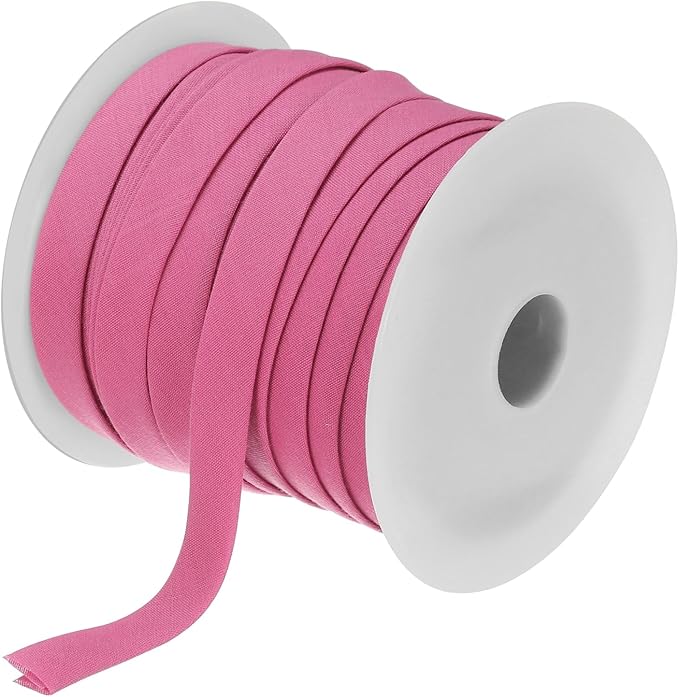 MECCANIXITY 1/2 Inch Double Fold Bias Tape Polyester Continuous Bulk Bias Tape for Sewing,Seaming Quilting Hemming Binding Crafts (Rose Red 25 Yards)