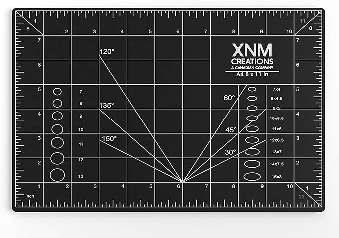XNM Premium Self Healing Cutting Mat - 8 Inches by 11 inches - A4, 3 Layer Quality PVC Construction - Dual Sided, Imperial and Metric Grid Lines - Perfect for Cutting, Sewing, and Crafts
