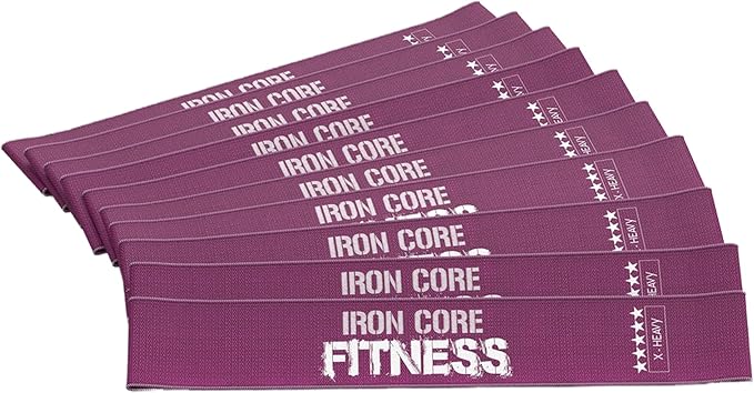 Fabric Mini Resistance Bands Sets for Trainers, Bootcamp, Gym for Men and Women in Fun Colors - Ebook, Videos and Workout Chart Included by Iron Core Fitness