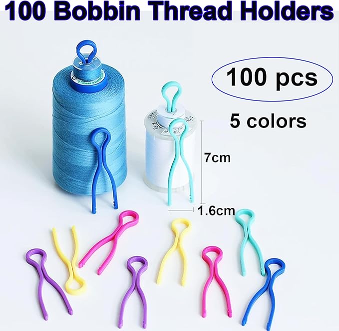 Doukey 282 PCS Sewing Supplies Thread Organizer Set Sewing Helpers, Include 100 Bobbin Thread Holders, 100 Sewing Bobbin Holder Clips, 32 Silicone Bobbin Holders Spool Huggers, 50 Sewing Clips