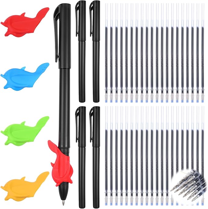 Magic Pens & Refills for Magic Copybooks, Grooved Book Disappearing Ink Pens, Invisible Ink Pen Maker with Writing Grip for Handwriting Reusable Workbooks Practice Drawing