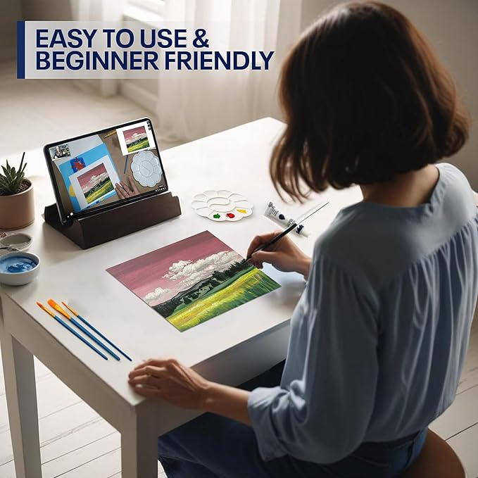 Painting4Real DIY Art Painting Kit for Adults – Learn to Paint Meadows with Video Tutorials – 9 Pieces Acrylic Paint Set for Adults –Perfect Christmas Crafts & Holiday Gifts for Art Lovers