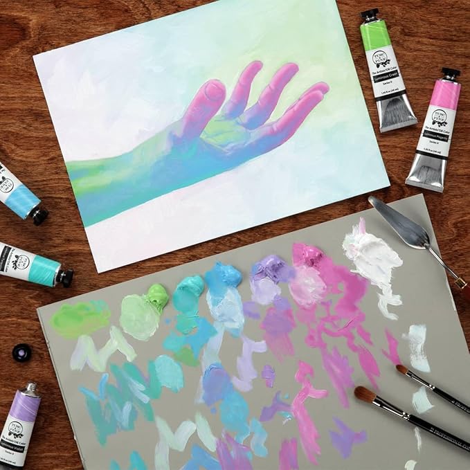 Tusc & Pine Artist Oil Paint - Cool Luminous Set of 5 Assorted Colors, 40 ml each, Non-Yellowing, Rich & Creamy Consistency, Maximum Pigment Load, Small Batch Milled Oil Paints, Made in the USA
