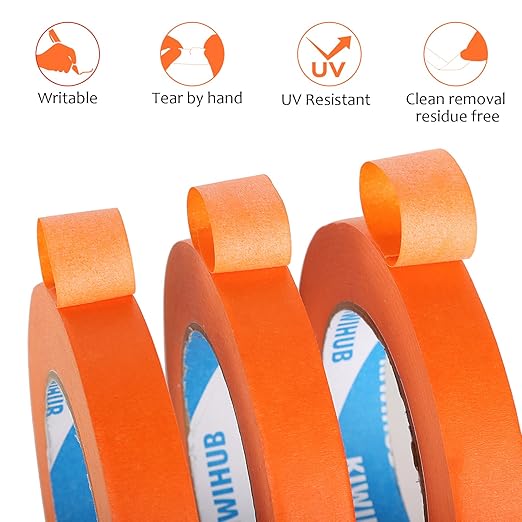 Orange Painters Tape,1 inch x 60 Yards x 5 Rolls (300 Yards Total) - Medium Adhesive Masking Tape for Painting,Labeling,DIY Crafting,Decoration and School Projects