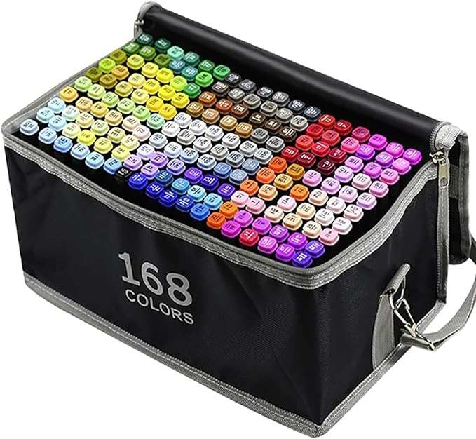 168 Colors Alcohol Markers Art Markers for Kids and Adult Drawing Marker Dual Tip Coloring Painting Perfect for Boys Girls Students Gift