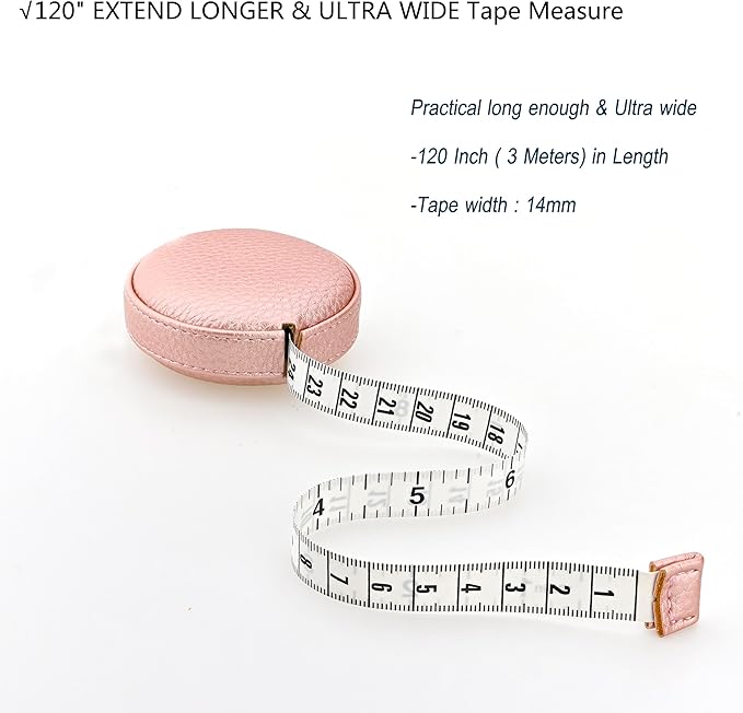 3m/120 Tape Measure Body Measuring Tape for Body Cloth Tape Measure for Sewing Fabric Tailors Medical Measurements Tape Dual Sided Cloth Tailor Craft Ruler Retractable(Pink)