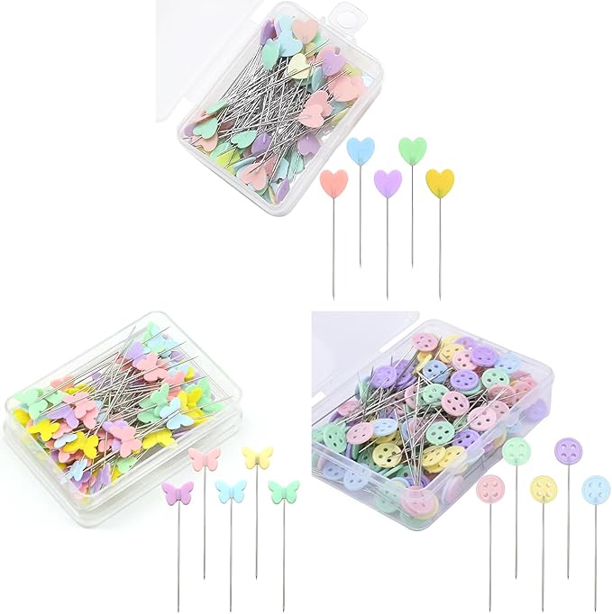 200pcs Colored Sewing Pins for Fabric Flat Head Straight Pins with Storage Box Quilting Pins Fixed Sewing Marker Needle for Dressmaker,Sewing Project,Jewelry Making, DIY Craft (Love Hearts)