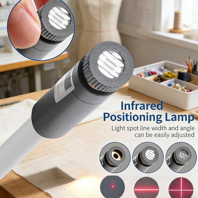 Magnetic Positioning Quilting Light for Sewing Machine, Sewing Machine Laser Guide with Straight, Crosshair and Dot Light, Hands-Free Rotating Laser Positioning Light for Sewing (Line)
