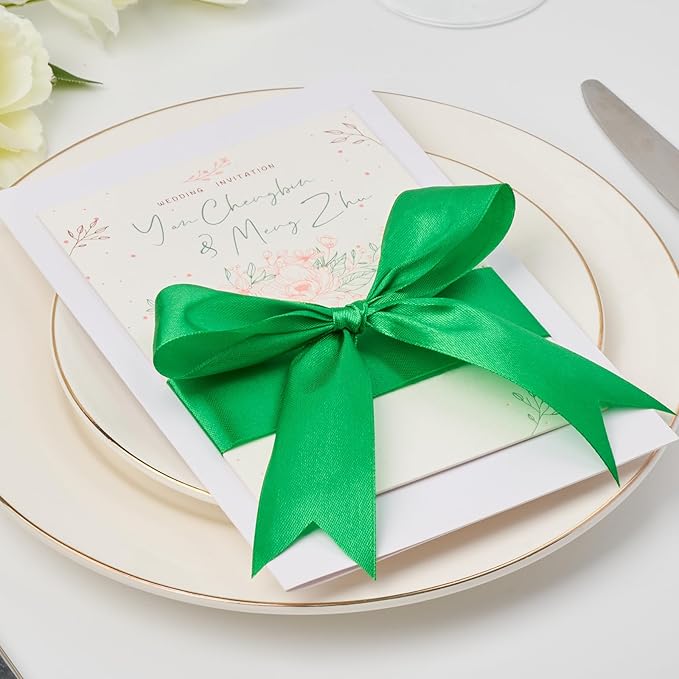 1-1/2 Inch Wide Emerald Green Satin Ribbon, 50 Yards Solid Polyester Fabric Ribbon for Roses Making, Gift Wrapping, Holiday Party Decor, Wedding Decorations, Crafts, Bows