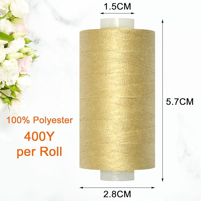 All Purpose Sewing Thread-2 Spools of Hand Polyester Sewing Thread for Sewing Machine for Hand and Machine Sewing(Very Light Tan, 2 spools)