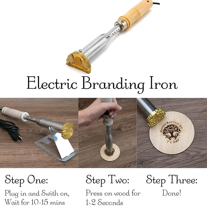 Electric Custom Wood Branding Iron,Personalized Leather Stamp for Party Wedding Bread Making Wood (2.5"x2.5" Electric Branding Iron Kit)