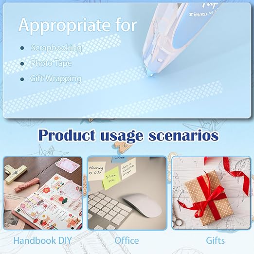CHANGLi 8pack Refillable Glue Tape for Scrapbook, 16FT*1/5 Inch Double Sided Tape for Crafts, Scrapbooking Supplies, Reusable Adhesive Glue Runner for Gift Wrapping, Photo